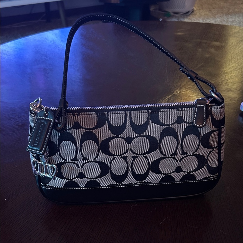 Coach Monogram Black and Grey Shoulder Bag